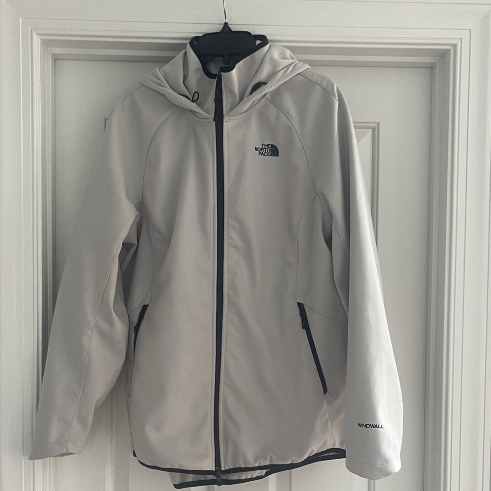 The North Face Light Gray Hooded Windbreaker XL